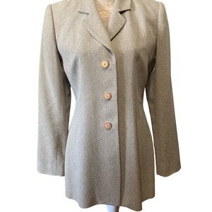 VINTAGE ALBERT MAKALI WOMEN’S LIGHT BROWN LINED BLAZER JACKET 6 100% DACRON